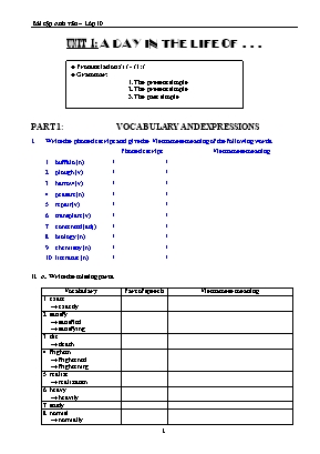 Bài tập Anh văn Lớp 10